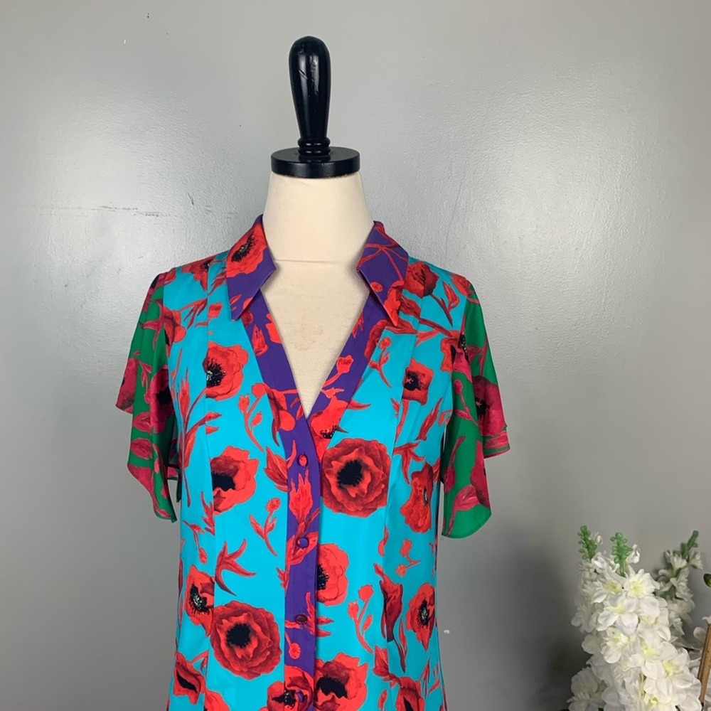 Alice + Olivia Poppy Garden Bluebird Conner Floral Mini Dress XS